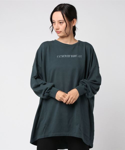 OLD BETTY'S(オールドベティーズ)の「Big Long Sleeve T-shirts/ビッグ 長袖 Tロング シャツ(Tシャツ/カットソー・レディース・モカ/スミクロ/キナリ・FREE)」の8枚目の写真