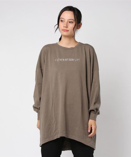 OLD BETTY'S(オールドベティーズ)の「Big Long Sleeve T-shirts/ビッグ 長袖 Tロング シャツ(Tシャツ/カットソー・レディース・モカ/スミクロ/キナリ・FREE)」の9枚目の写真