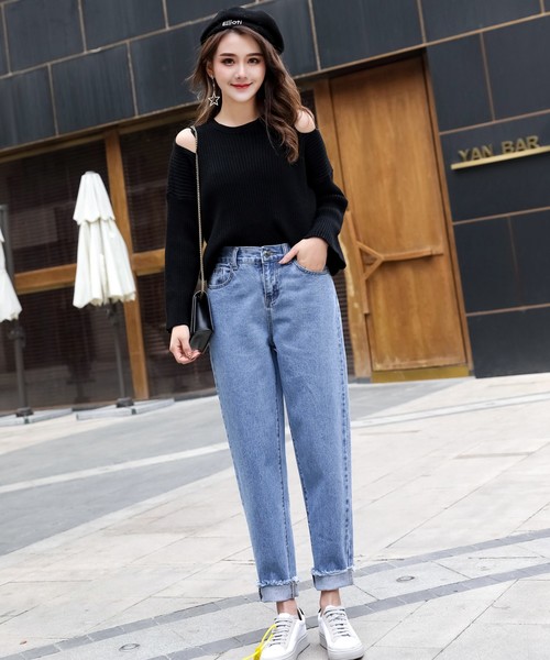 Day Closet デイ クローゼット の レディース きれいめシルエットゴム入りテーパードデニムパンツ デニムパンツ Wear