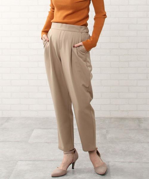 coen（コーエン）の「TRストレッチテーパードパンツ（ストレッチパンツ）（その他パンツ・レディース・ブラウン/ネイビー/ブラック/ベージュ・MEDIUM/SMALL/LARGE）」の3枚目の写真