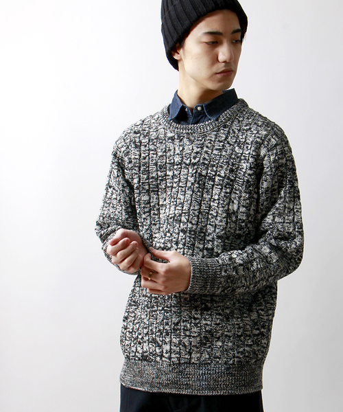 WEGO（ウィゴー）の「WEGO/ケーブルニット（ニット/セーター・メンズ・オフホワイト/ライトグレー/ネイビー/ロイヤルブルー/レッド/ワイン/その他1/その他2/ブラック/ブラック系その他/ダークグリーン/ブルー系その他・SMALL/LARGE/MEDIUM）」の4枚目の写真