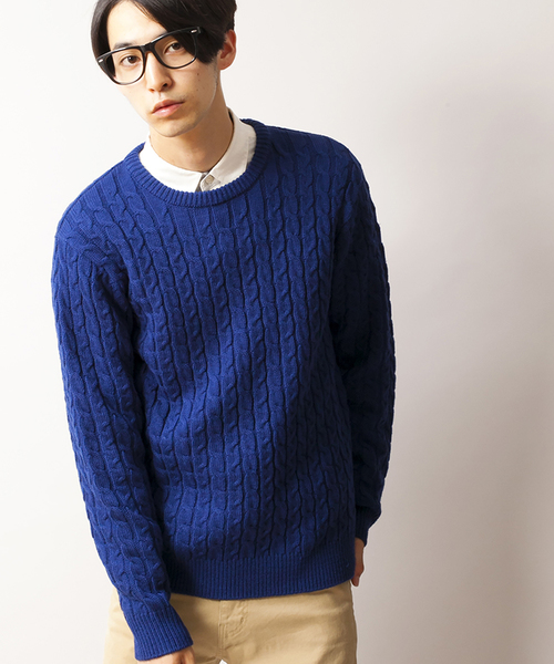 WEGO（ウィゴー）の「WEGO/ケーブルニット（ニット/セーター・メンズ・オフホワイト/ライトグレー/ネイビー/ロイヤルブルー/レッド/ワイン/その他1/その他2/ブラック/ブラック系その他/ダークグリーン/ブルー系その他・SMALL/LARGE/MEDIUM）」の6枚目の写真