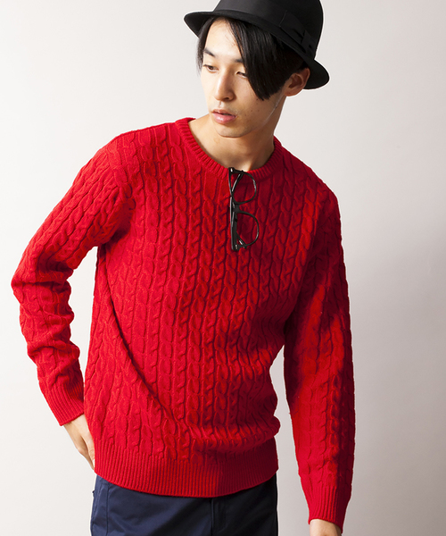 WEGO（ウィゴー）の「WEGO/ケーブルニット（ニット/セーター・メンズ・オフホワイト/ライトグレー/ネイビー/ロイヤルブルー/レッド/ワイン/その他1/その他2/ブラック/ブラック系その他/ダークグリーン/ブルー系その他・SMALL/LARGE/MEDIUM）」の9枚目の写真