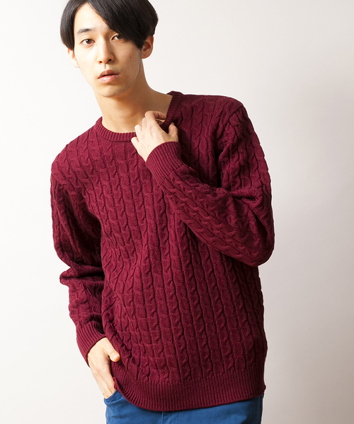 WEGO（ウィゴー）の「WEGO/ケーブルニット（ニット/セーター・メンズ・オフホワイト/ライトグレー/ネイビー/ロイヤルブルー/レッド/ワイン/その他1/その他2/ブラック/ブラック系その他/ダークグリーン/ブルー系その他・SMALL/LARGE/MEDIUM）」の10枚目の写真