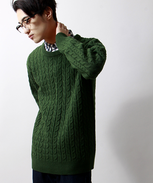 WEGO（ウィゴー）の「WEGO/ケーブルニット（ニット/セーター・メンズ・オフホワイト/ライトグレー/ネイビー/ロイヤルブルー/レッド/ワイン/その他1/その他2/ブラック/ブラック系その他/ダークグリーン/ブルー系その他・SMALL/LARGE/MEDIUM）」の5枚目の写真