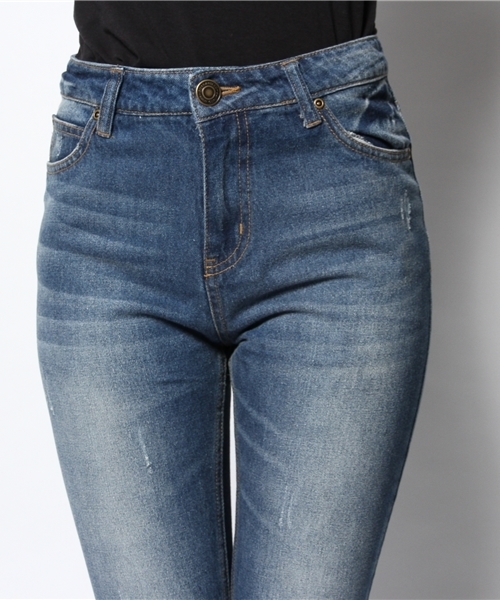 WEGO（ウィゴー）の「WEGO/ダメージボーイズデニムパンツ（デニムパンツ・レディース・インディゴブルー・LARGE/MEDIUM）」の4枚目の写真