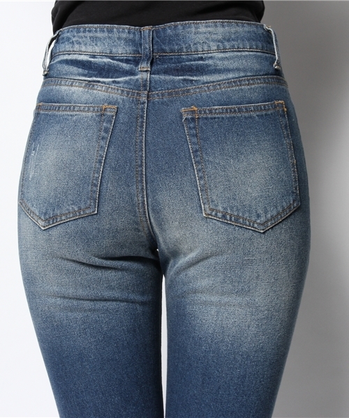 WEGO（ウィゴー）の「WEGO/ダメージボーイズデニムパンツ（デニムパンツ・レディース・インディゴブルー・LARGE/MEDIUM）」の5枚目の写真