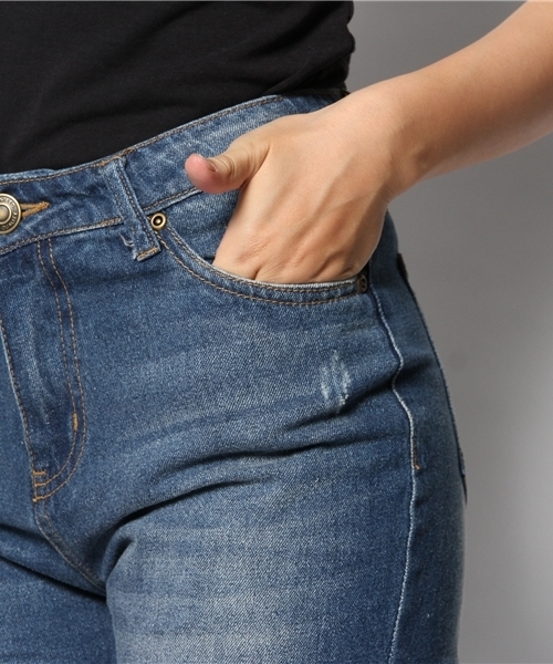 WEGO（ウィゴー）の「WEGO/ダメージボーイズデニムパンツ（デニムパンツ・レディース・インディゴブルー・LARGE/MEDIUM）」の6枚目の写真