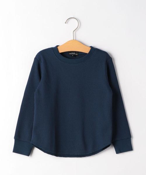 green label relaxing（グリーンレーベルリラクシング）の「【キッズ】〔吸水速乾〕ドライ　ワッフル プルオーバー ロングスリーブ（Tシャツ/カットソー・キッズ・ライトブルー/ライム/ネイビー/オフホワイト・105/135/125/115）」の4枚目の写真