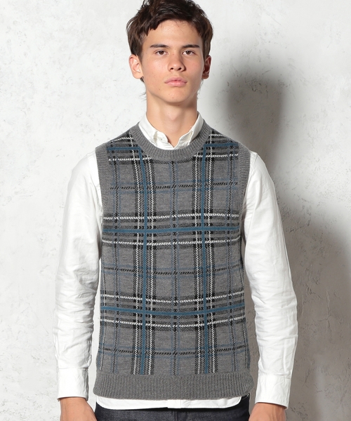 green label relaxing(グリーンレーベルリラクシング)の「CHECK C/N ベスト ◆(ベスト・メンズ・グレー/ネイビー・SMALL/LARGE/MEDIUM)」の6枚目の写真