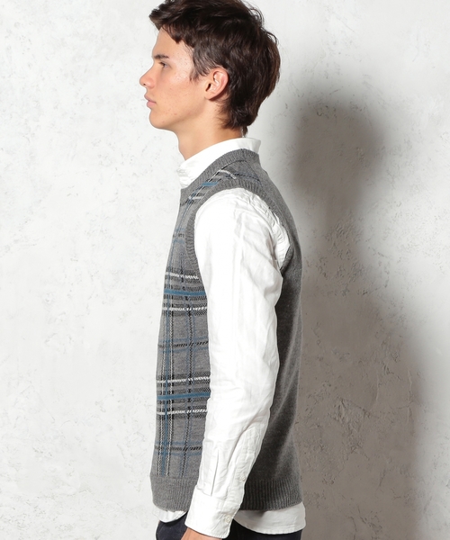 green label relaxing(グリーンレーベルリラクシング)の「CHECK C/N ベスト ◆(ベスト・メンズ・グレー/ネイビー・SMALL/LARGE/MEDIUM)」の7枚目の写真