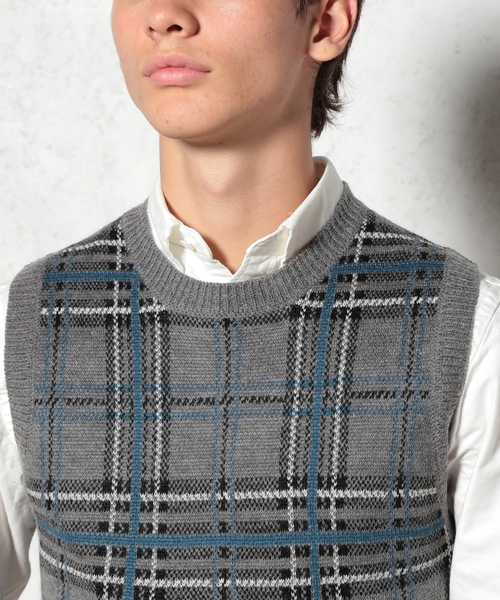 green label relaxing(グリーンレーベルリラクシング)の「CHECK C/N ベスト ◆(ベスト・メンズ・グレー/ネイビー・SMALL/LARGE/MEDIUM)」の9枚目の写真