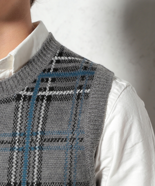 green label relaxing(グリーンレーベルリラクシング)の「CHECK C/N ベスト ◆(ベスト・メンズ・グレー/ネイビー・SMALL/LARGE/MEDIUM)」の10枚目の写真