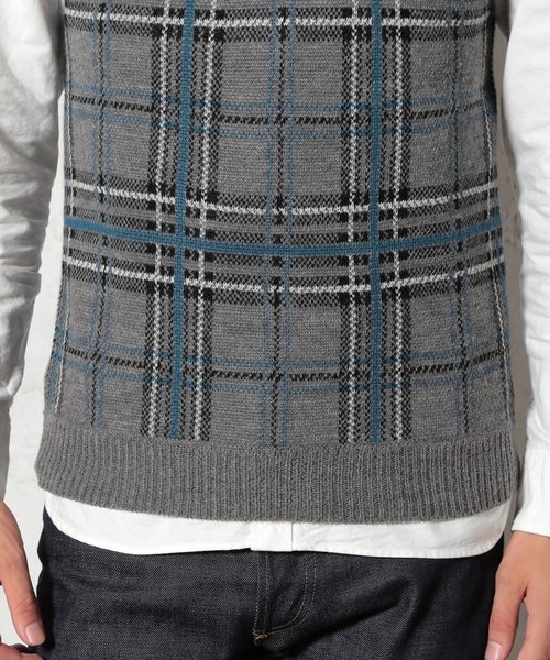 green label relaxing(グリーンレーベルリラクシング)の「CHECK C/N ベスト ◆(ベスト・メンズ・グレー/ネイビー・SMALL/LARGE/MEDIUM)」の3枚目の写真