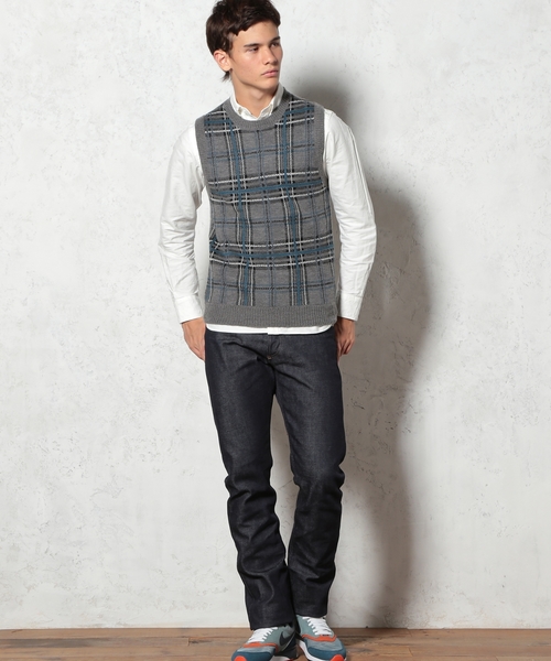 green label relaxing(グリーンレーベルリラクシング)の「CHECK C/N ベスト ◆(ベスト・メンズ・グレー/ネイビー・SMALL/LARGE/MEDIUM)」の5枚目の写真