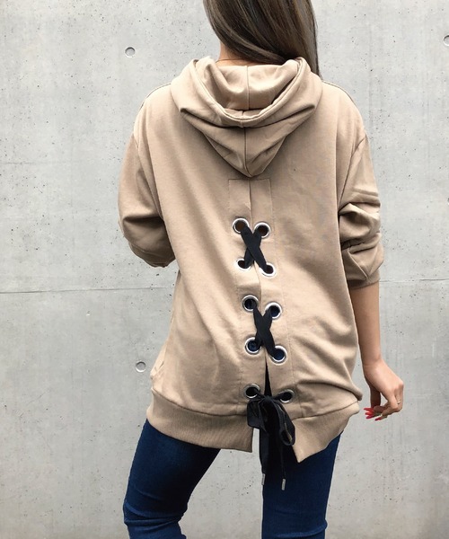 meJane（ミージェーン）の「後ろリボンアップパーカー（パーカー