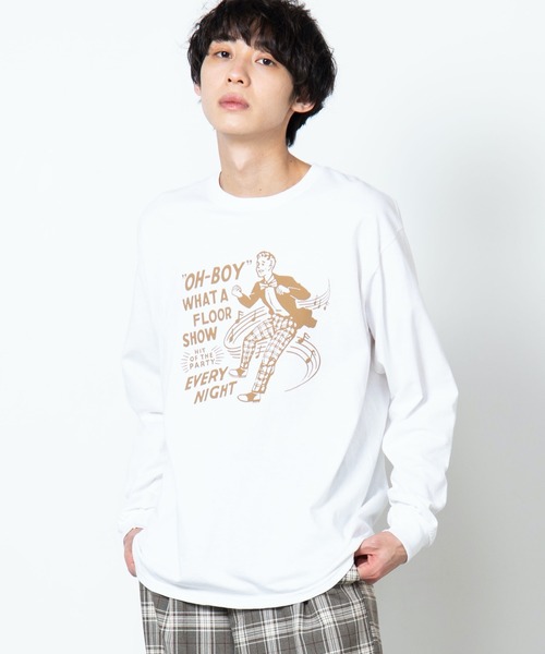 WEGO(ウィゴー)の「WEGO/レトログラフィックロンT(Tシャツ/カットソー・メンズ・ライトグレー/ホワイト/ホワイト系その他/アイボリー・SMALL/MEDIUM/LARGE)」の1枚目の写真