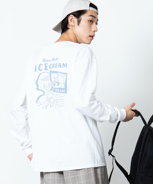 WEGO(ウィゴー)の「WEGO/レトログラフィックロンT(Tシャツ/カットソー・メンズ・ライトグレー/ホワイト/ホワイト系その他/アイボリー・SMALL/MEDIUM/LARGE)」の2枚目の写真