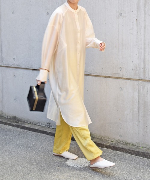 Marient（マリエント）の「シアースタンドカラーシャツワンピ（シャツワンピース・レディース・アイボリー/ラベンダー/ベージュ/ブラック/ネイビー・FREE）」の15枚目の写真