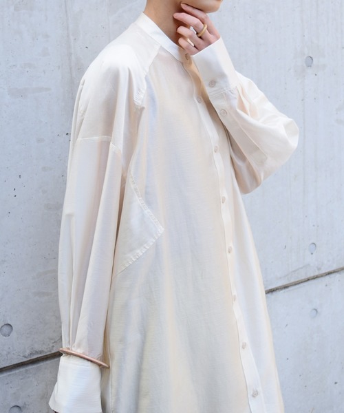 Marient（マリエント）の「シアースタンドカラーシャツワンピ（シャツワンピース・レディース・アイボリー/ラベンダー/ベージュ/ブラック/ネイビー・FREE）」の18枚目の写真