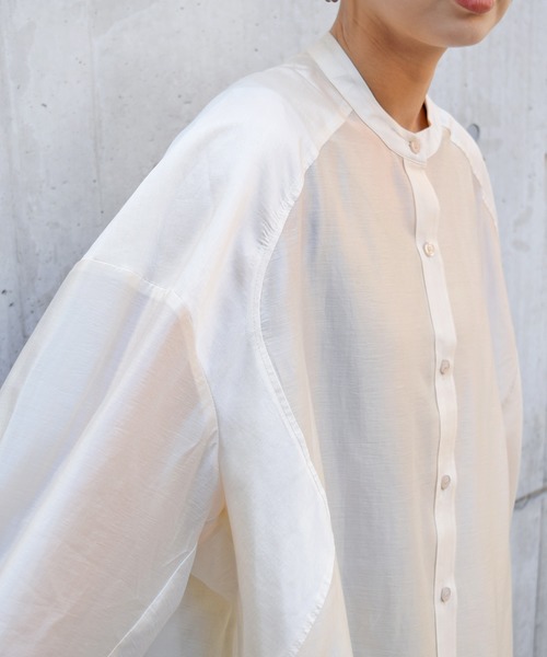 Marient（マリエント）の「シアースタンドカラーシャツワンピ（シャツワンピース・レディース・アイボリー/ラベンダー/ベージュ/ブラック/ネイビー・FREE）」の19枚目の写真