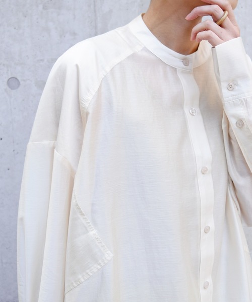 Marient（マリエント）の「シアースタンドカラーシャツワンピ（シャツワンピース・レディース・アイボリー/ラベンダー/ベージュ/ブラック/ネイビー・FREE）」の20枚目の写真