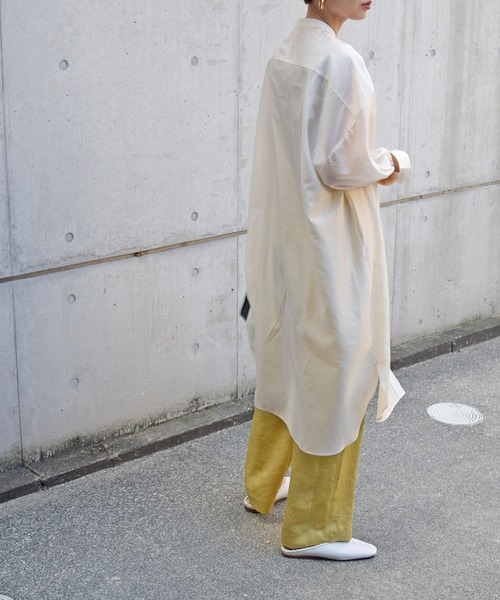 Marient（マリエント）の「シアースタンドカラーシャツワンピ（シャツワンピース・レディース・アイボリー/ラベンダー/ベージュ/ブラック/ネイビー・FREE）」の22枚目の写真