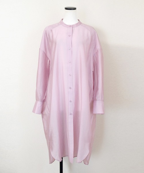 Marient（マリエント）の「シアースタンドカラーシャツワンピ（シャツワンピース・レディース・アイボリー/ラベンダー/ベージュ/ブラック/ネイビー・FREE）」の9枚目の写真