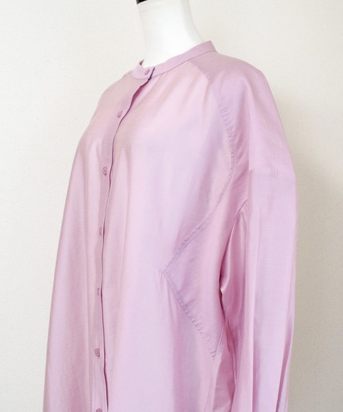 Marient（マリエント）の「シアースタンドカラーシャツワンピ（シャツワンピース・レディース・アイボリー/ラベンダー/ベージュ/ブラック/ネイビー・FREE）」の11枚目の写真