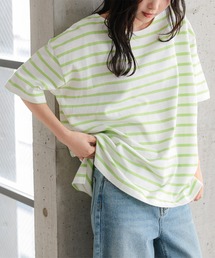 KOBE LETTUCE（コウベレタス）の「コットン100％ボーダーシンプルカットソーオーバーサイズ半袖Tシャツ（Tシャツ/カットソー・レディース）」