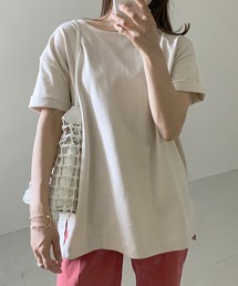 コットン100%ボーダーシンプルカットソーオーバーサイズ半袖Tシャツ