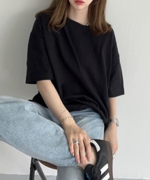 コットン100%ボーダーシンプルカットソーオーバーサイズ半袖Tシャツ