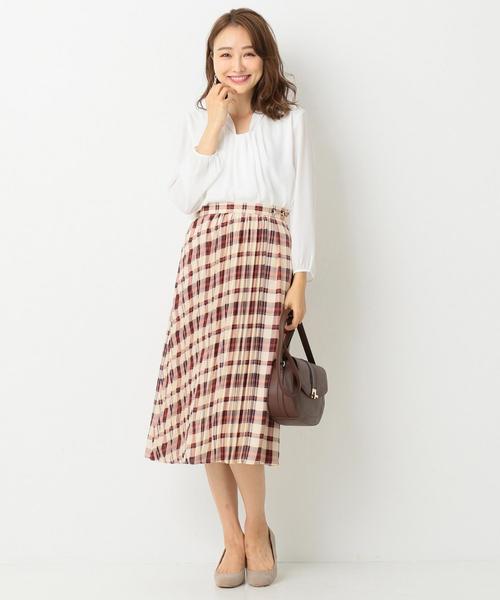 ANY SIS(エニィスィス)の「【洗える】オータムカラーチェックシフォン スカート(スカート・レディース・ダークブラウン系2/アイボリー系2/ネイビー系2・1/2/3)」の7枚目の写真