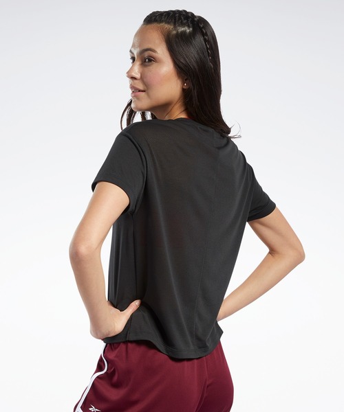 Reebok（リーボック）の「ワークアウト レディ スプレミアム スリム フィット ビッグ ロゴ Tシャツ [Workout Ready Supremium Slim Fit Big Logo Tee]（Tシャツ/カットソー・レディース・ブラック/ピンク・SMALL/MEDIUM/LARGE/X-LARGE）」の5枚目の写真