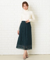 花柄総レースAラインスカート