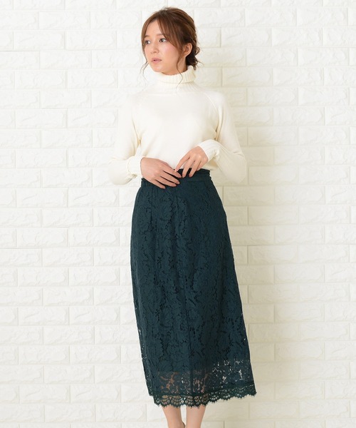 Lace Ladies（レースレディース）の「花柄総レースAラインスカート（スカート・レディース・グリーン/グレー/ネイビー/ブラック・M/XL）」の22枚目の写真