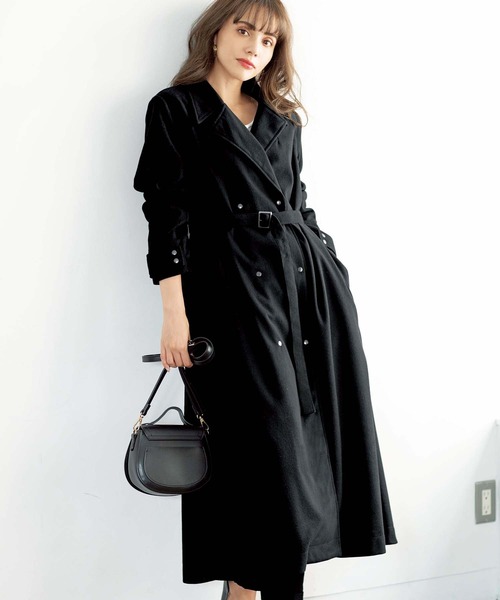 GeeRA(ジーラ)の「ベルト付フレアーロングコート(その他アウター・レディース・ブラック・X-LARGE/MEDIUM/LARGE)」の1枚目の写真