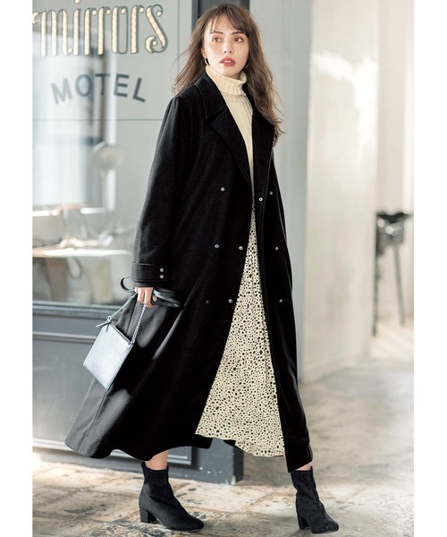 GeeRA(ジーラ)の「ベルト付フレアーロングコート(その他アウター・レディース・ブラック・X-LARGE/MEDIUM/LARGE)」の3枚目の写真