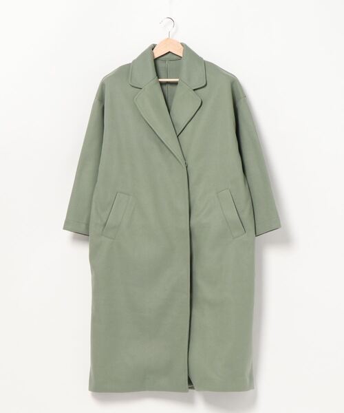 STYLEBLOCK(スタイルブロック)の「フェイクウールオーバーサイズコート(チェスターコート・レディース・グリーン/グレイッシュベージュ/ブラック/ライトグレー/アイボリー・M)」の5枚目の写真