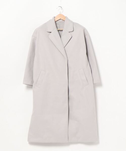 STYLEBLOCK(スタイルブロック)の「フェイクウールオーバーサイズコート(チェスターコート・レディース・グリーン/グレイッシュベージュ/ブラック/ライトグレー/アイボリー・M)」の3枚目の写真