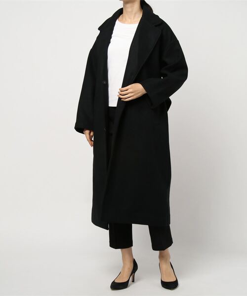 STYLEBLOCK(スタイルブロック)の「フェイクウールオーバーサイズコート(チェスターコート・レディース・グリーン/グレイッシュベージュ/ブラック/ライトグレー/アイボリー・M)」の9枚目の写真