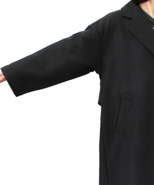 STYLEBLOCK(スタイルブロック)の「フェイクウールオーバーサイズコート(チェスターコート・レディース・グリーン/グレイッシュベージュ/ブラック/ライトグレー/アイボリー・M)」の10枚目の写真