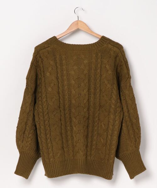 tiptop(ティップトップ)の「【web限定アイテム】2020AW ケーブル編みキーネックニット(ニット/セーター・レディース・アイボリー/ライトベージュ/ダークグリーン/パープル・FREE)」の14枚目の写真