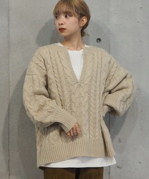 tiptop | 【web限定アイテム】2020AW ケーブル編みキーネックニット(ニット/セーター)
