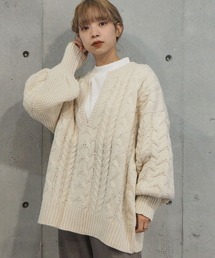 tiptop | 【web限定アイテム】2020AW ケーブル編みキーネックニット(ニット/セーター)