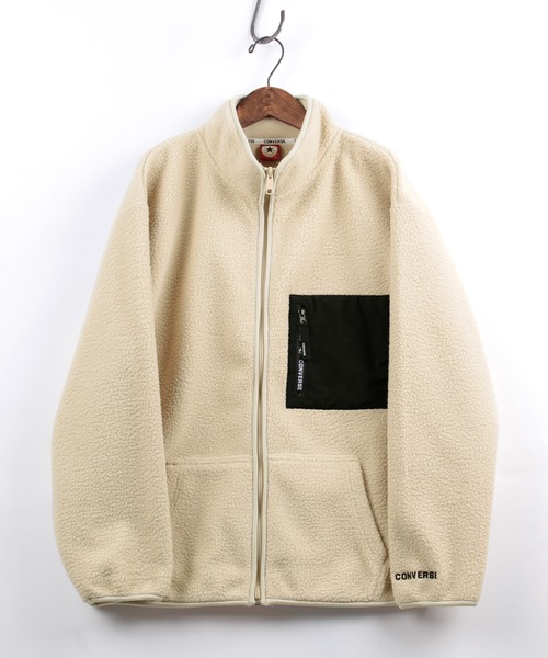 CONVERSE（コンバース）の「【CONVERSE/コンバース】オーバーサイズ  WIND STOP ３LAYER シープボアスタンドジャケット/ブルゾン（ブルゾン・メンズ・ブラック/オフホワイト/ベージュ・XL/M/L）」の2枚目の写真