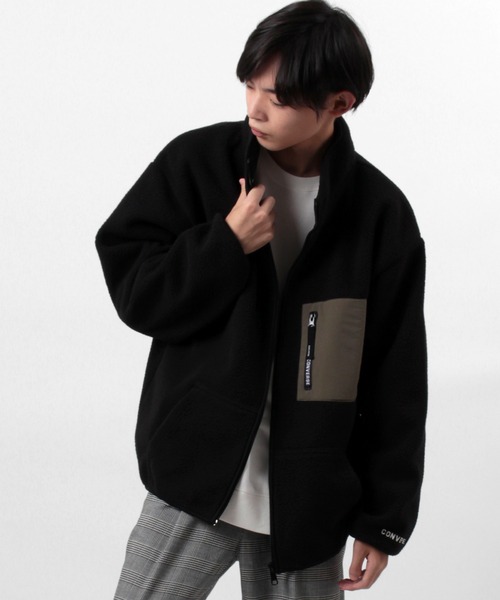 CONVERSE（コンバース）の「【CONVERSE/コンバース】オーバーサイズ  WIND STOP ３LAYER シープボアスタンドジャケット/ブルゾン（ブルゾン・メンズ・ブラック/オフホワイト/ベージュ・XL/M/L）」の6枚目の写真