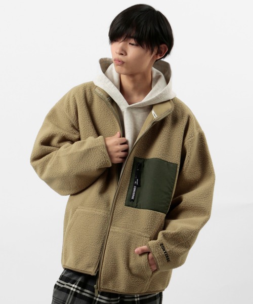 CONVERSE（コンバース）の「【CONVERSE/コンバース】オーバーサイズ  WIND STOP ３LAYER シープボアスタンドジャケット/ブルゾン（ブルゾン・メンズ・ブラック/オフホワイト/ベージュ・XL/M/L）」の8枚目の写真