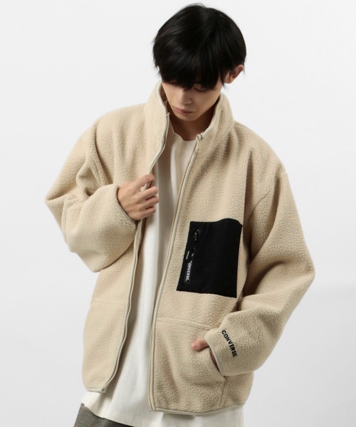 CONVERSE（コンバース）の「【CONVERSE/コンバース】オーバーサイズ  WIND STOP ３LAYER シープボアスタンドジャケット/ブルゾン（ブルゾン・メンズ・ブラック/オフホワイト/ベージュ・XL/M/L）」の4枚目の写真