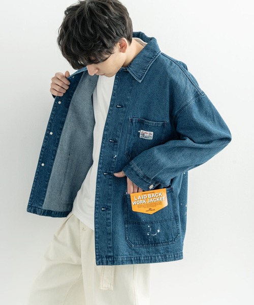 KRIFF MAYER(クリフメイヤー)の「KRIFF MAYER LAID BACK ビッグシルエット ペインター デニム カバーオール(カバーオール・メンズ・ダークブルー/ライトブルー・M/L/XL)」の1枚目の写真